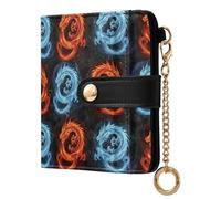 ODAWA Cute Unicorns Colorful Rainbows Clouds Womens Bifold Wallets, Zipper Wallet for Women, Fire Ice Dragons Black, One Size, Rfid Wallet