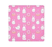 ODAWA Cute White Rabbit Donuts Self-Adhesive Cloths 13.8X13.8 Inch Self-Adhesive Cloths Protective Camera Wrapper Lightweight Foldable Wrapper for Camera Accessories