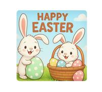 ODAWA Easter Bunnies Eggs Polka Dots Self-adhesive Cloth Changeable Capacity Cosmetic Bag Magic Self-Adhesive Cloth for Camera, Lens, Laptop 13.8x13.8in