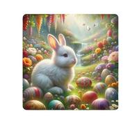 ODAWA Easter Rabbit Eggs Self-adhesive Cloth 21.7X21.7 Inch Travel Makeup Bag Organizer Lightweight Foldable Wrapper for Camera Accessories