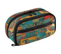 ODAWA Egyptian Red Gold Pen Bag Large Capacity, Double Zipper Pen Case