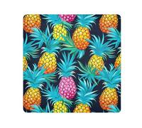 ODAWA Floral Pineapples Tropical Self-adhesive Cloth 21.7X21.7 Inch Open Lay Flat Makeup Bag Portable Cosmetic Bag for Travelling