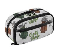 ODAWA Golf Word Green Big Capacity Double Zipper Pen Case for Office Workers, 8.3"x 3.1"x 4.9"