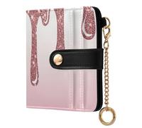 ODAWA Gradient Deep Blue Compact Women Wallet RFID Travel Wallet with 7 Card Slots, Rose Gold Dripping Sparkling, One Size, Rfid Wallet