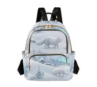 ODAWA Green Palm Leaf Tropical Quilted Backpacks with Comfortable Leather Handle Lightweight Backpack, Foxes Winter White Grey, M, Daypack Backpacks