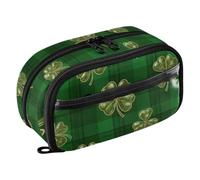 ODAWA Green Plaid Leaf Gold Pencil Case Large Capacity, Pencil Bag with Compartments