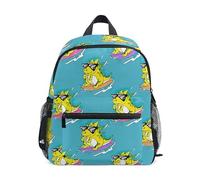 ODAWA Jungle Tan Kids Backpacks with Name Tag, Kids 12 Inch Kindergarten Backpack Kindergarten Backpack for Boys, Cute Dinosaurs Surfing Surfboards, S