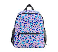 ODAWA Kids Backpack Boys Blue Leopard Spots Pink Kids Backpacks Preschool Backpack with Chest Strap, Blue Leopard Spots Pink, S