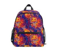 ODAWA Kids Backpack with Name Tag, Basketball Fire Blue Backpack for Boys Girls, School Backpacks Girls, Basketball Fire Blue, S