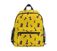ODAWA Kids Backpack with Name Tag, Black Queens Kings Yellow with Chest Strap, Backpacks for School, Black Queens Kings Yellow, M