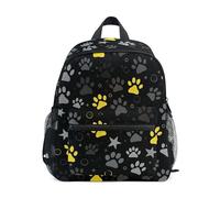 ODAWA Kids Backpack with Name Tag, Space Planets Preschool Backpack with Chest Strap, Little Kids Backpack, Paw Prints Black, S