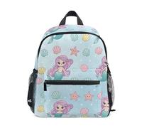 ODAWA Kids Backpacks with Name Tag, Cute Cartoon Mermaids Preschool Backpack with Chest Strap, Toddler Travel Backpack, Cute Cartoon Mermaids, S