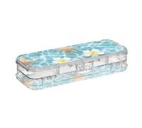 ODAWA Large Capacity Clear Pencil Case Starfish White Flowers Double Layered Marker Organizer for Kids 8.3" L x 3" W x 1.9" H