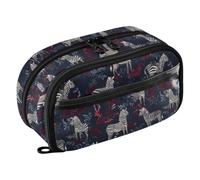 ODAWA Large Capacity Pencil Bag Zebra Jungle Dark Tear-Resistant See-Through Pouch, Standing Pencil Case with Reinforced Double Zipper for Travel School