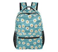 ODAWA Large Daisies Teal Wooden Texture High School Backpack for Girls Boys, Girls Backpack Travel Daypack, 18L