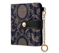 ODAWA Lavender Botanical Floral Cream RFID Blocking Credit Card Holder, Wallet with Zipper for Women, Moon Mandala Navy, One Size
