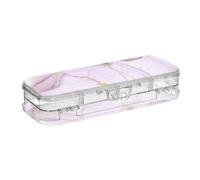 ODAWA Lavender White Marble Texture Clear Pencil Boxes with 4 Removable Ruler Dividing Spacers for School 8.3" L x 3" W x 1.9" H