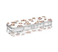 ODAWA Leopard Print White Hard Pens Holder with Lid and Snap Closure Pencil Case for Boys 8.3" L x 3" W x 1.9" H