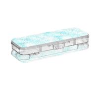 ODAWA Light Blue Watercolor Dots White Marker and Crayon Organizer Double Deck Pencil Box 8.3" L x 3" W x 1.9" H