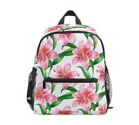 ODAWA Lily Flowers Green Leaves White Kids School Backpack Girls Bookbags with Adjustable Straps School Backpack with Name Tag, Medium