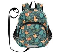 ODAWA Love Cute Pink Preschool Backpack, Small Toddler Backpack with Leash for Little Kids, Sloths Tropical Green-2, 10.8 x 5.3 x 13.4 in, Daypack Backpacks