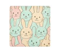 ODAWA Magic Cloth Bag Pastel Rabbit Faces Open Lay Flat Makeup Bag, Lightweight Cloth Wrap for Camera Lens 17.7x17.7in