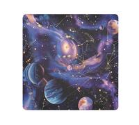 ODAWA Magic Cloth Cosmetic 17.7 In, Watercolor Purple Planets Galaxy Open Lay Flat Makeup Bag, Lens Protector for Camera