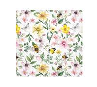 ODAWA Magic Cloth Wrap 13.8. In, Cute Frog Green Magic Flexible Folding Self-Stick Makeup Bag Tablet Laptop, Floral Butterfly bees, 21.7x21.7in, Floral Butterfly Bees