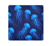 ODAWA Makeup Pouch Blue Jellyfish Deep Blue Magic Self-adhesive Storage Protective Cloth, Lens Protector for Camera 13.8x13.8in
