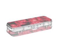 ODAWA Moose Snowflakes Trees Red Small Pencil Bag Double Layer Pencil Box 8.3" L x 3" W x 1.9" H