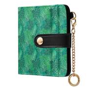 ODAWA Multi Card Slots Wallet Tree Leaves Colorful Wallet with Zipper Coin Purse, Tropical Jungle Leaves Green, One Size, Rfid Wallet