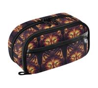 ODAWA Multi-Compartment Pencil Case Wolf Swirling Flames Large See-Through Pouch, Standing Pencil Organizer with Divider and Double Zipper for Students