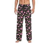 ODAWA Pajama Pants for Men Traditional Style Sleep Lounge Bottoms with Pockets Long PJ Pants, Pattern Pink Flamingos, XL