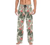 ODAWA Pajama Pants for Men Trendy Illustrated Sleep Lounge Bottoms with Pockets Long PJ Pants, Beach Cheerful Pattern, Medium