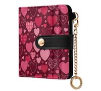 ODAWA Palm Leaves Womens Wallet with RFID Protection, Work Wallet, Pink Red Hearts, One Size