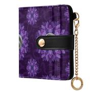 ODAWA Pastel Rainbow Stripes Womens Wallet Rfid Blocking, Pu Leather Bifold Card Case, Zipper Coin Pocket Magnetic Tab, Purple Lotus Petals Geometric, one size, Rfid Wallet