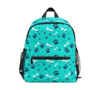 ODAWA Pastel Tie Dye Kids Backpacks with Name Tag, 12 Inch Backpack for Boys Girls Kids Backpacks for Girls Kindergarten, Paw Prints Teal, M