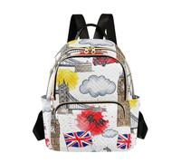 ODAWA Pastel Tie Dye Stripes Fashion Backpack, Travel Back Pack for Women, London Red Buses, M, Daypack Backpacks