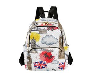 ODAWA Pastel Tie Dye Stripes Fashion Backpack, Travel Back Pack for Women, London Red Buses, S, Daypack Backpacks