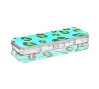 ODAWA Pencil Box Plastic Green Black Leopard Clear Plastic Stationery Case for Classrrom 8.3" L x 3" W x 1.9" H
