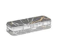 ODAWA Plastic Pencil Box Black Marble Gold Double Layered Pencil Pouch for Boys 8.3" L x 3" W x 1.9" H