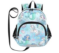ODAWA Preschool Backpacks with Safety Harness Leash Mermaids Blue Unicorns Pastel Kids Backpack, Travel Backpack for Kids, Mermaids Blue Unicorns Pastel, M