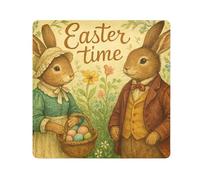 ODAWA Protective Camera Wrap Vintage Easter Bunnies Couple Self-adhesive Cloth Magic Self-Adhesive Cloth for Camera, Lens, Laptop 13.8x13.8in