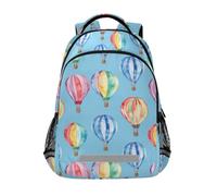 ODAWA Rainbow Hot Air Balloons Kids Backpack for School and Laptop 13L Bookbag with Reflective Strips