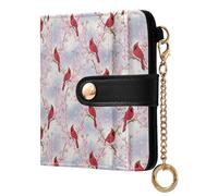 ODAWA Records Retro Black Womens Wallet Small, Small Travel Wallet for Women, Red Birds Cherry Tree, One Size, Rfid Wallet