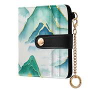 ODAWA RFID Women Wallets Cute Watermelon Slice Green Water Resistant Wallet with 7 Card Slots, Mountains Watercolor Green, One Size, Rfid Wallet
