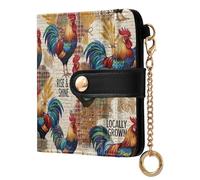 ODAWA RFID Women's Wallet Nutcrackers Trees Zipper Coin Pocket with 7 Card Slots, Roosters Vintage Rustic, One Size, Rfid Wallet