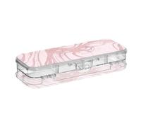 ODAWA Rose Gold Marbling Plastic Storage Container with Snap Lid Pencil Cases for Adults 8.3" L x 3" W x 1.9" H