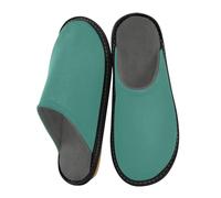 ODAWA Sea Turtle Green Plush Washable Fall House Slippers, Memory Foam Slip on House Shoes for Women Size 8-8.5