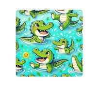 ODAWA Self-Adhesive Cloth 13.8"x13.8" Moroccan Pastel Anti-Scratch Lens Camera Wrap Portable Cosmetic Bag for Travel, Cute Crocodiles Swimming, 17.7x17.7in, Cute Crocodiles Swimming